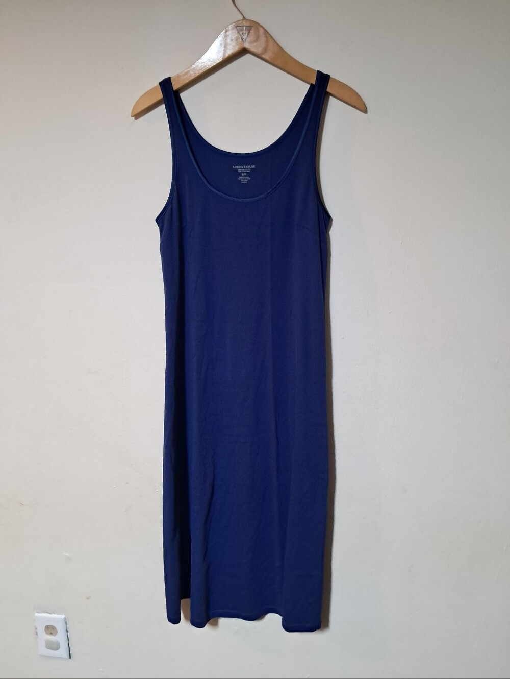 Lord & Taylor Womens Pima Cotton Navy Sleeveless Midi Tank Dress Sz. S